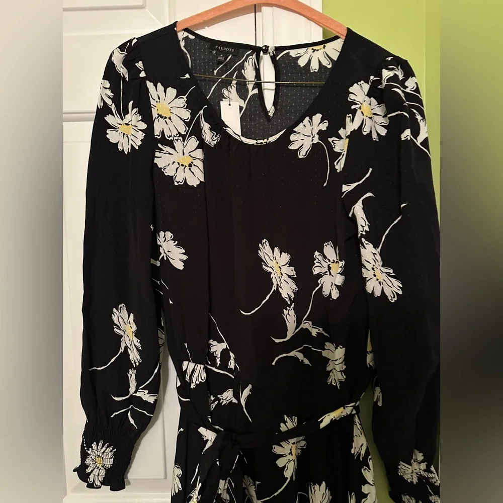 NWT Talbots Black Vintage Style Daisy Fit and Flare Dress Size 6 - Picture 7 of 13